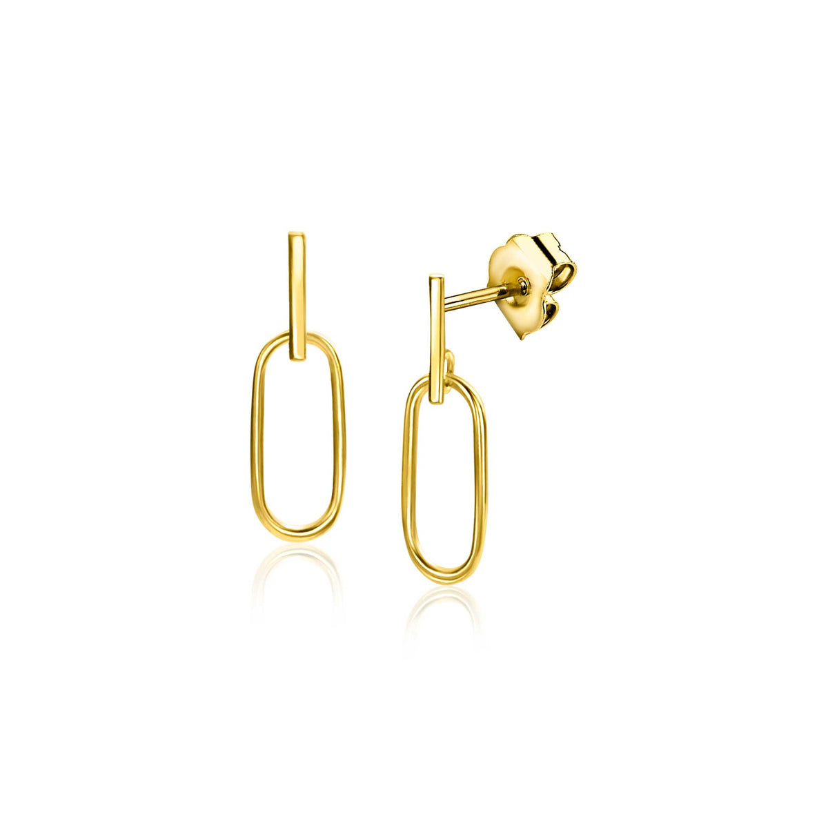 Boucles d'oreilles en or avec une forme ovale et un design minimaliste.