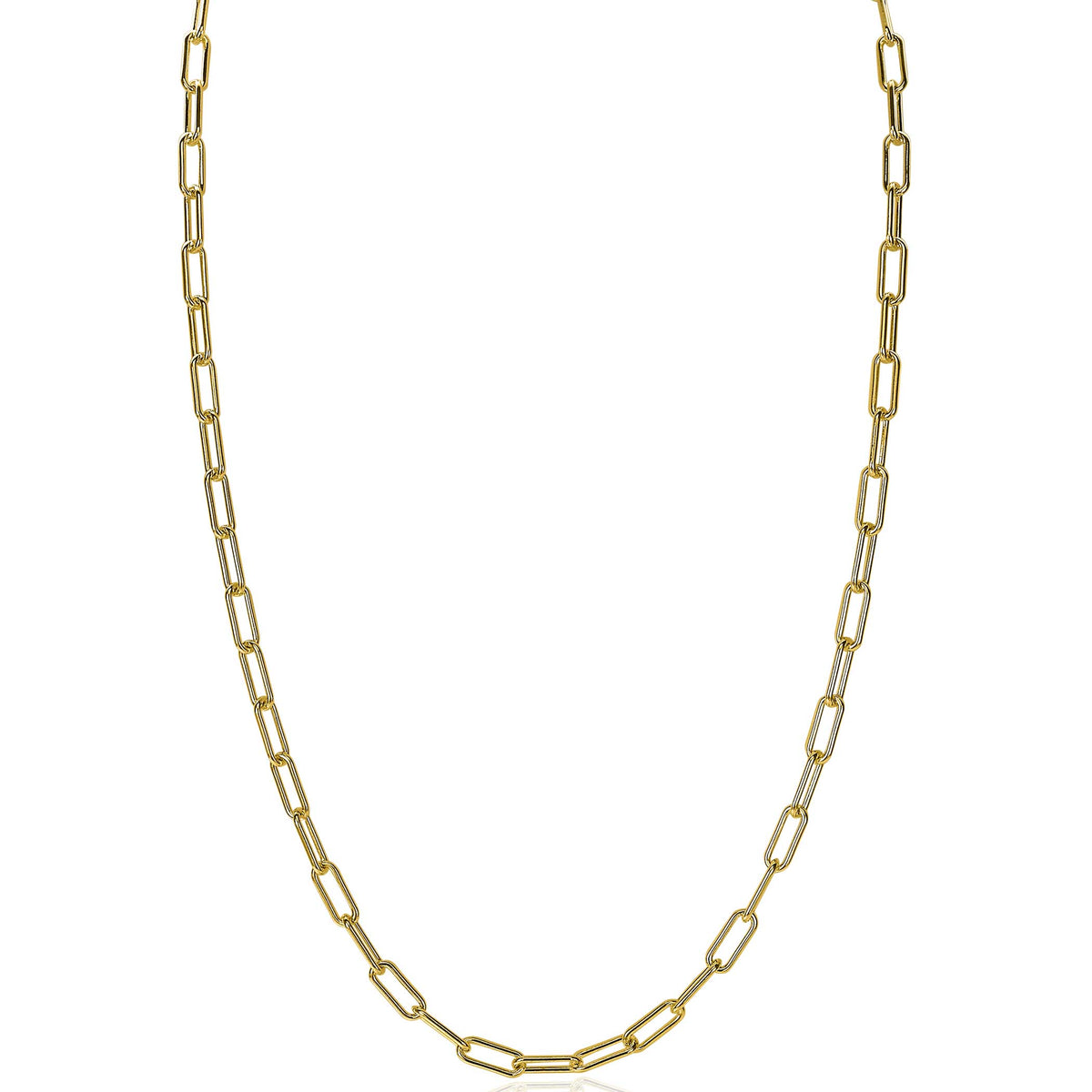 Collier doré avec maillons allongés et finition lisse.