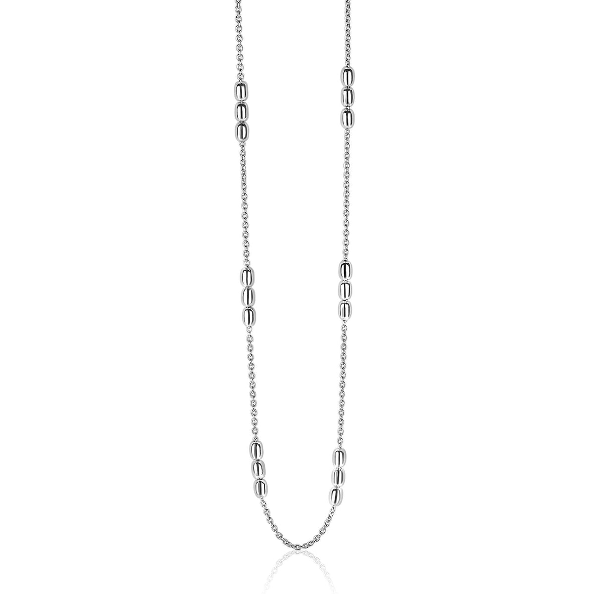 Collier en argent avec des maillons ronds et allongés, longueur de 42 cm.