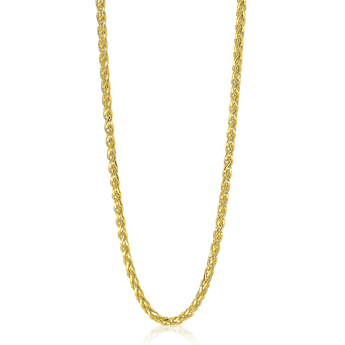 Collier doré en maillons tressés, finition brillante.