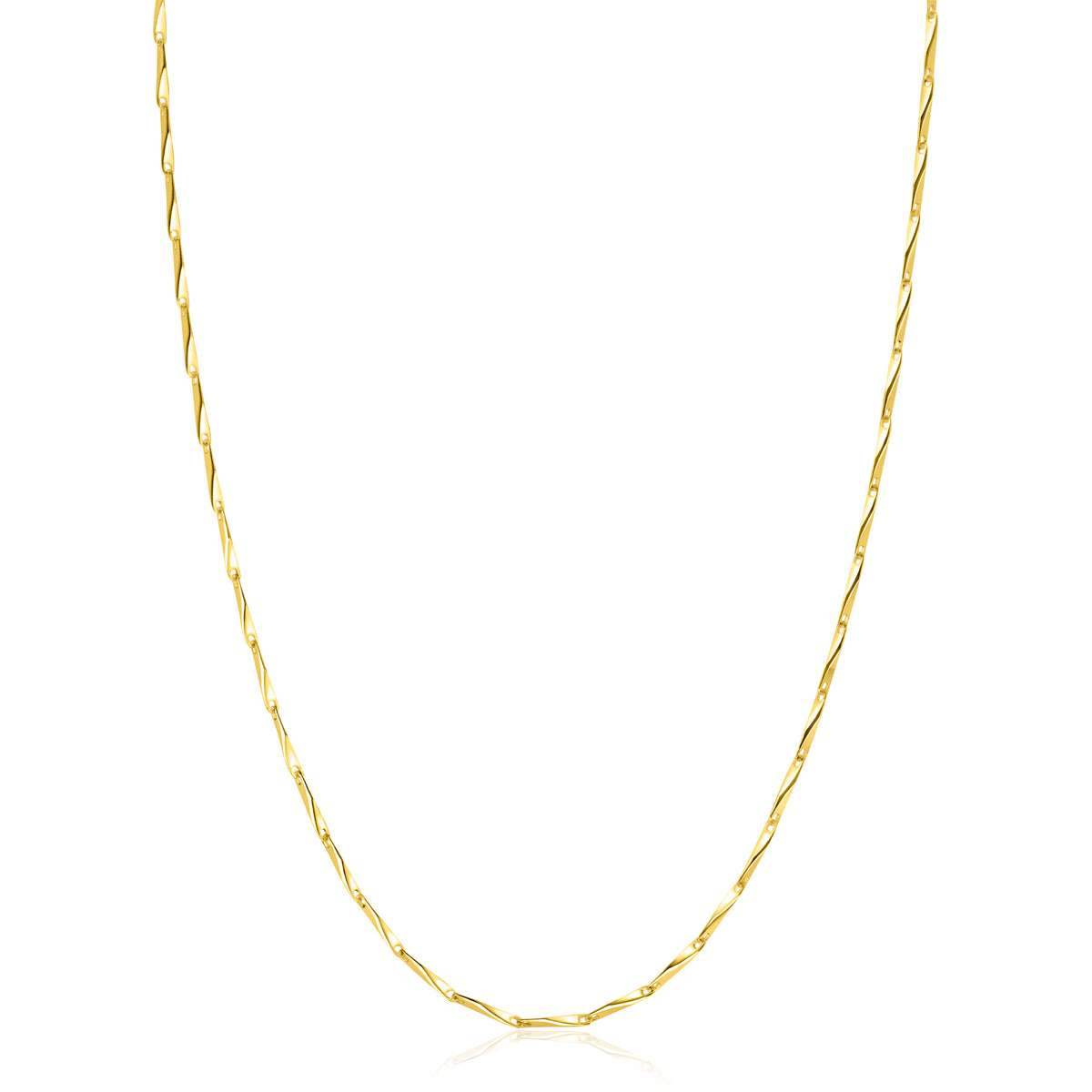 Collier doré en métal avec une chaîne torsadée.