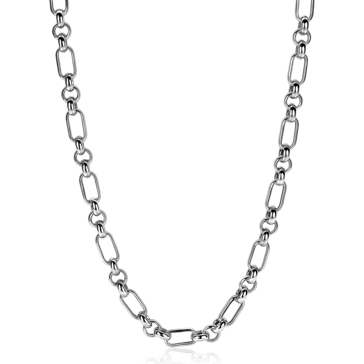 Collier en argent avec maillons ovales et rectangulaires.