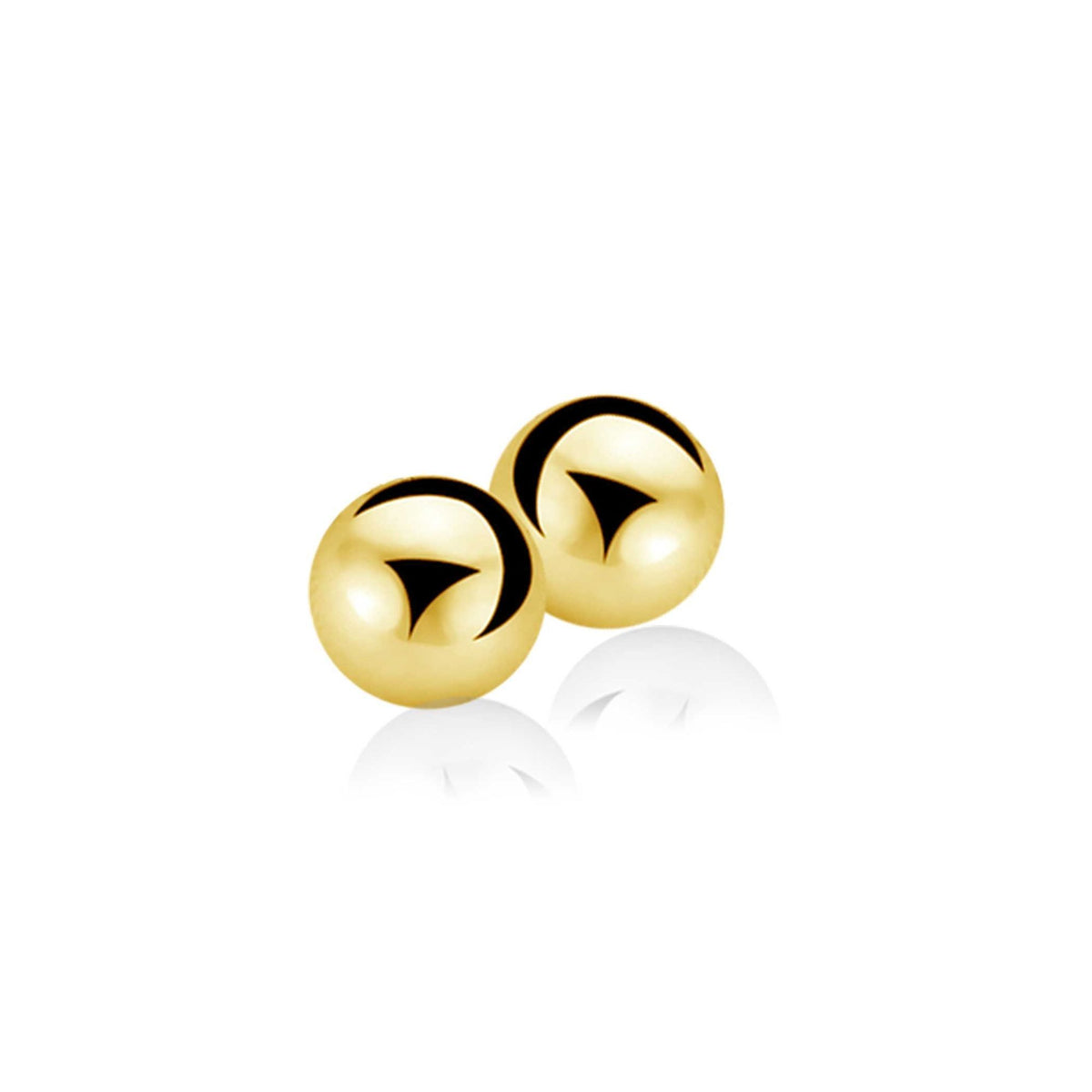 Boucles d'oreilles dorées en forme de sphères brillantes.