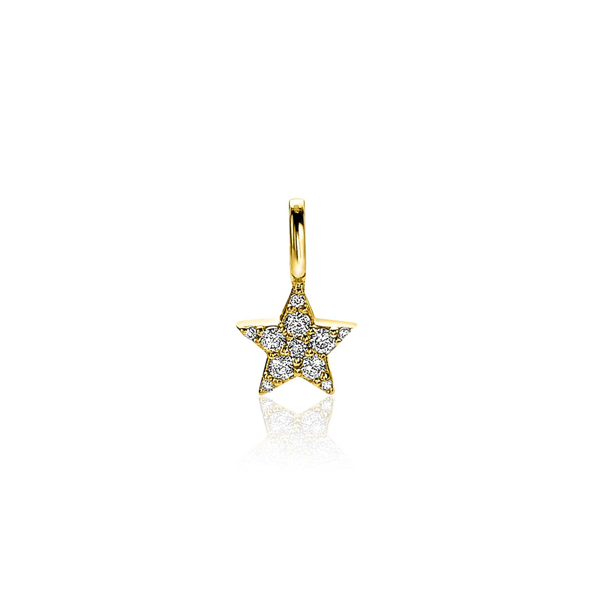 Pendentif étoile dorée avec des zircons scintillants.