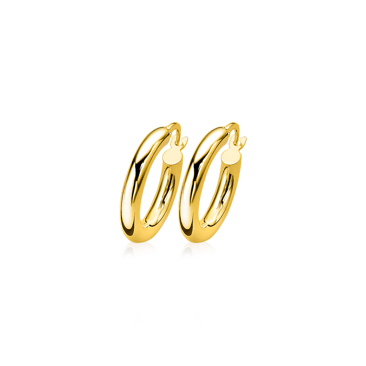 Boucles d'oreilles en or, de forme ronde et lisse, avec un fermoir discret.