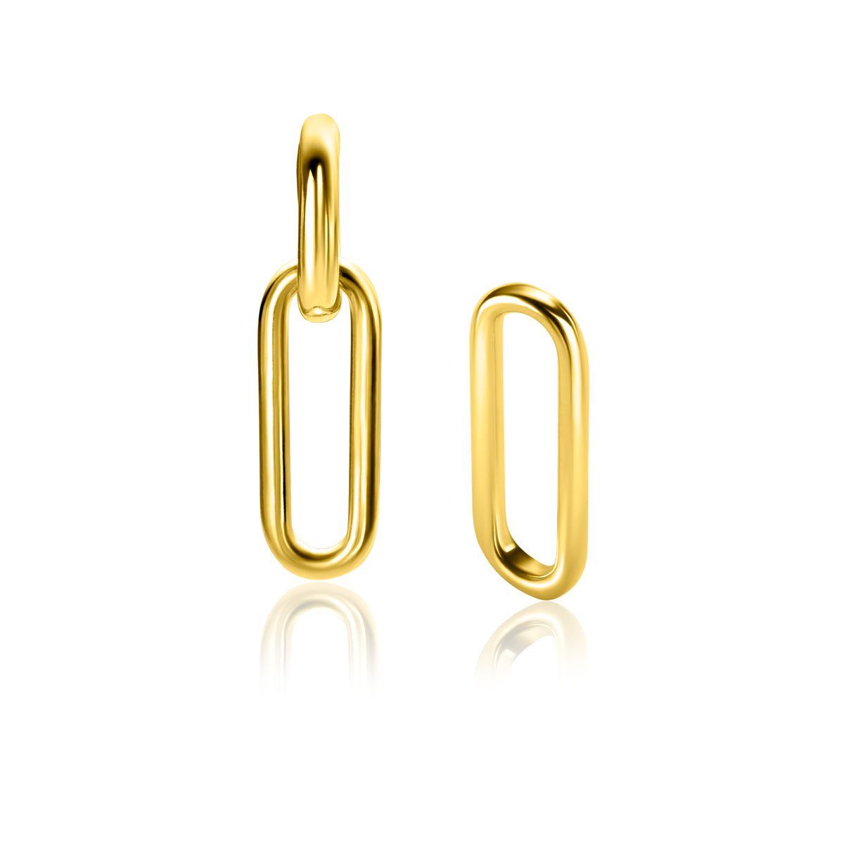 Boucles d'oreilles dorées en forme de trombone avec une finition lisse.