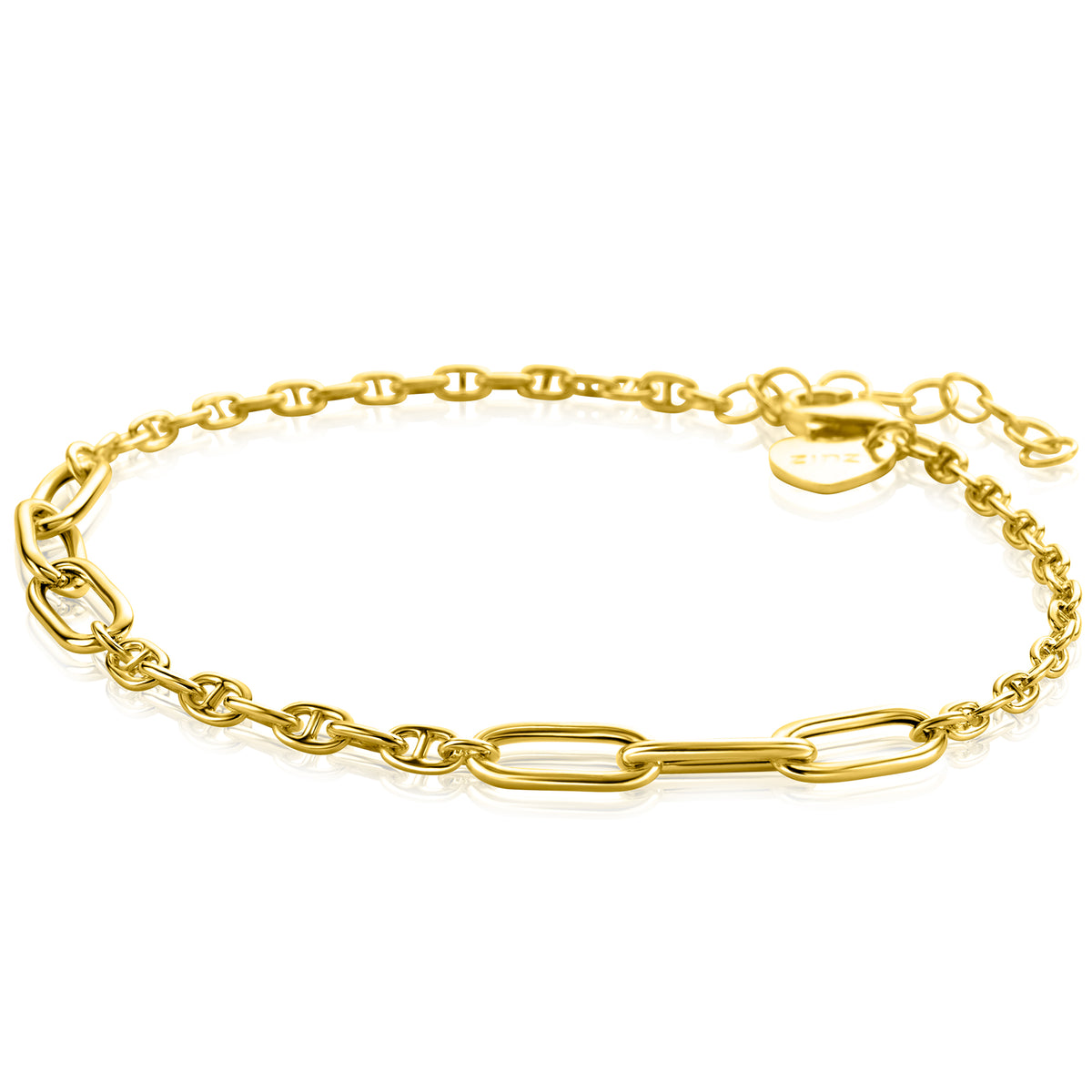 Bracelet doré en maillons avec un fermoir ajustable.