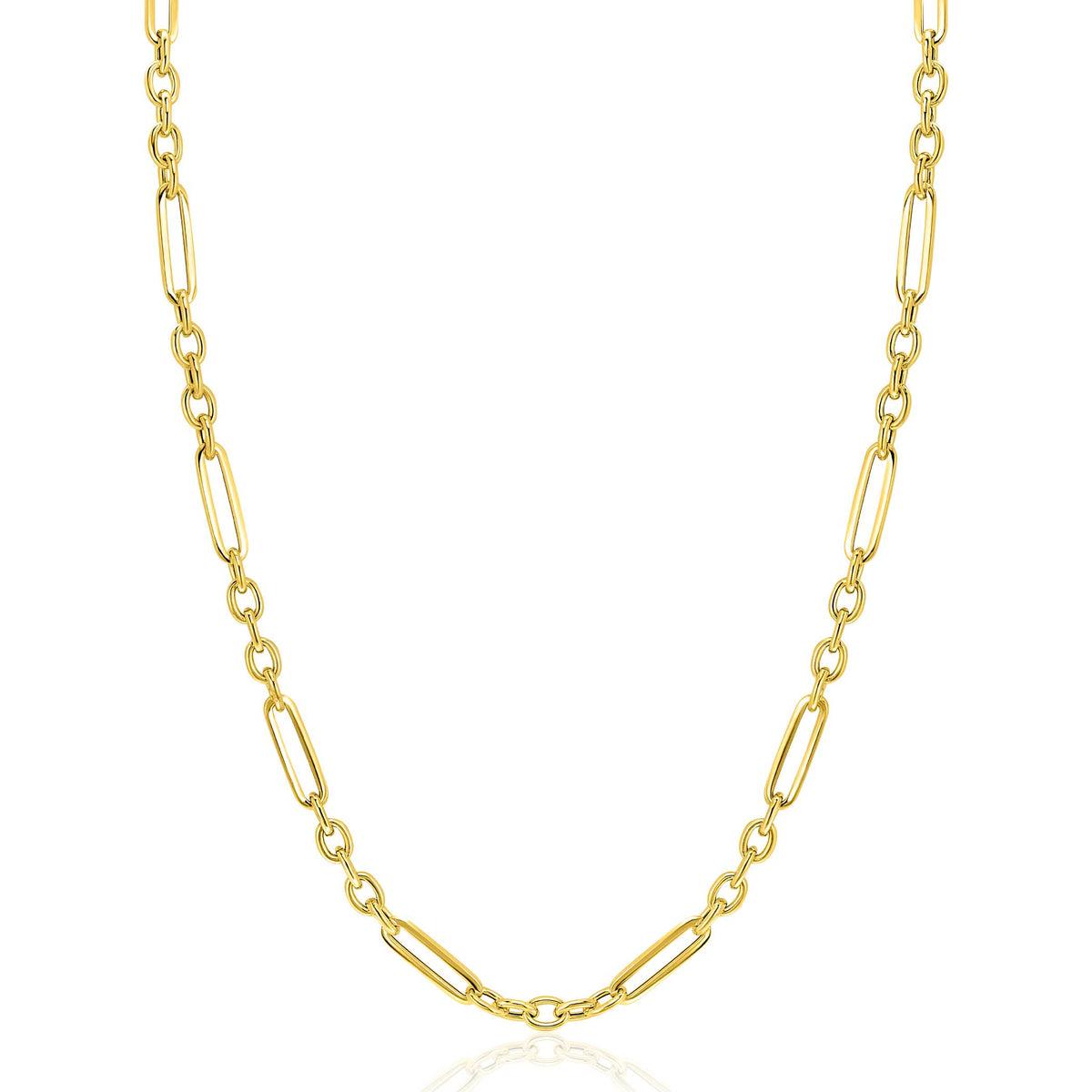 collier en or avec maillons allongés et finition brillante