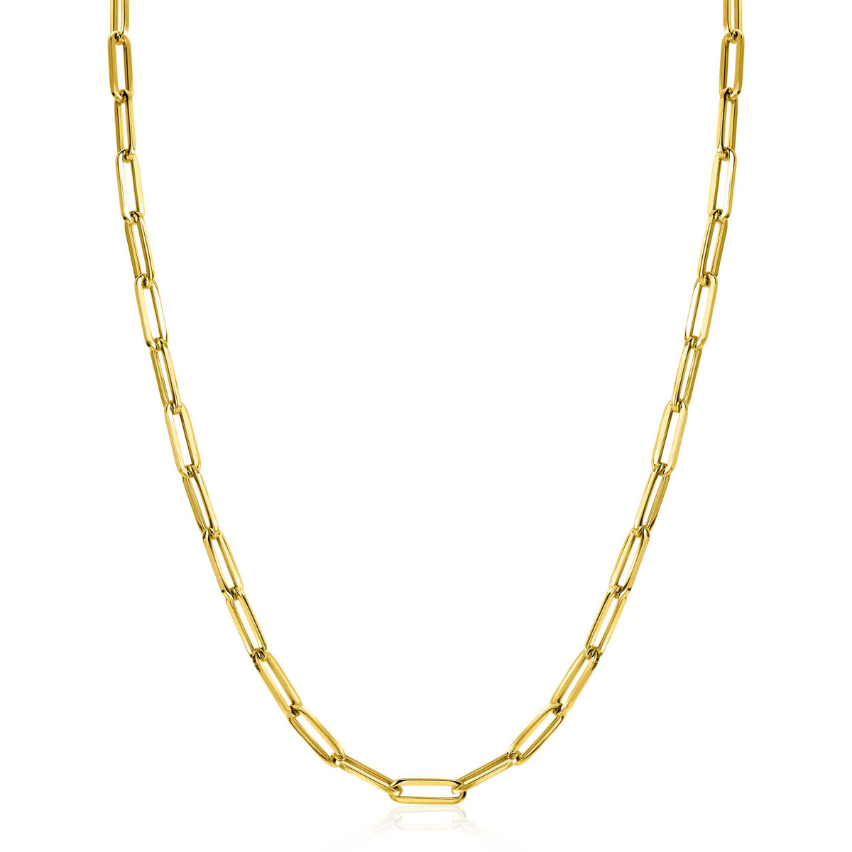 Collier en or avec maillons allongés et finition brillante.