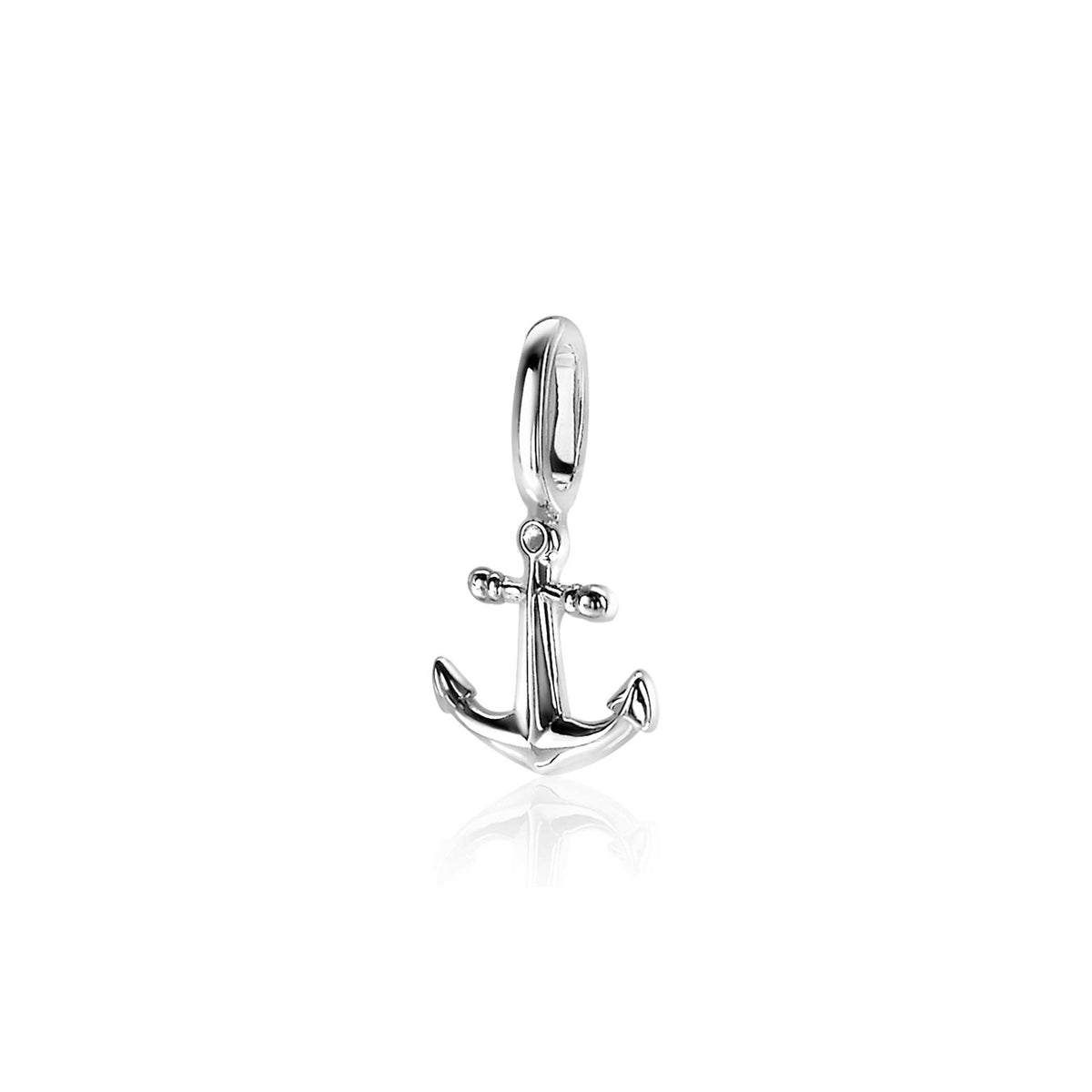 Pendentif en argent en forme d'ancre avec un anneau de fixation.