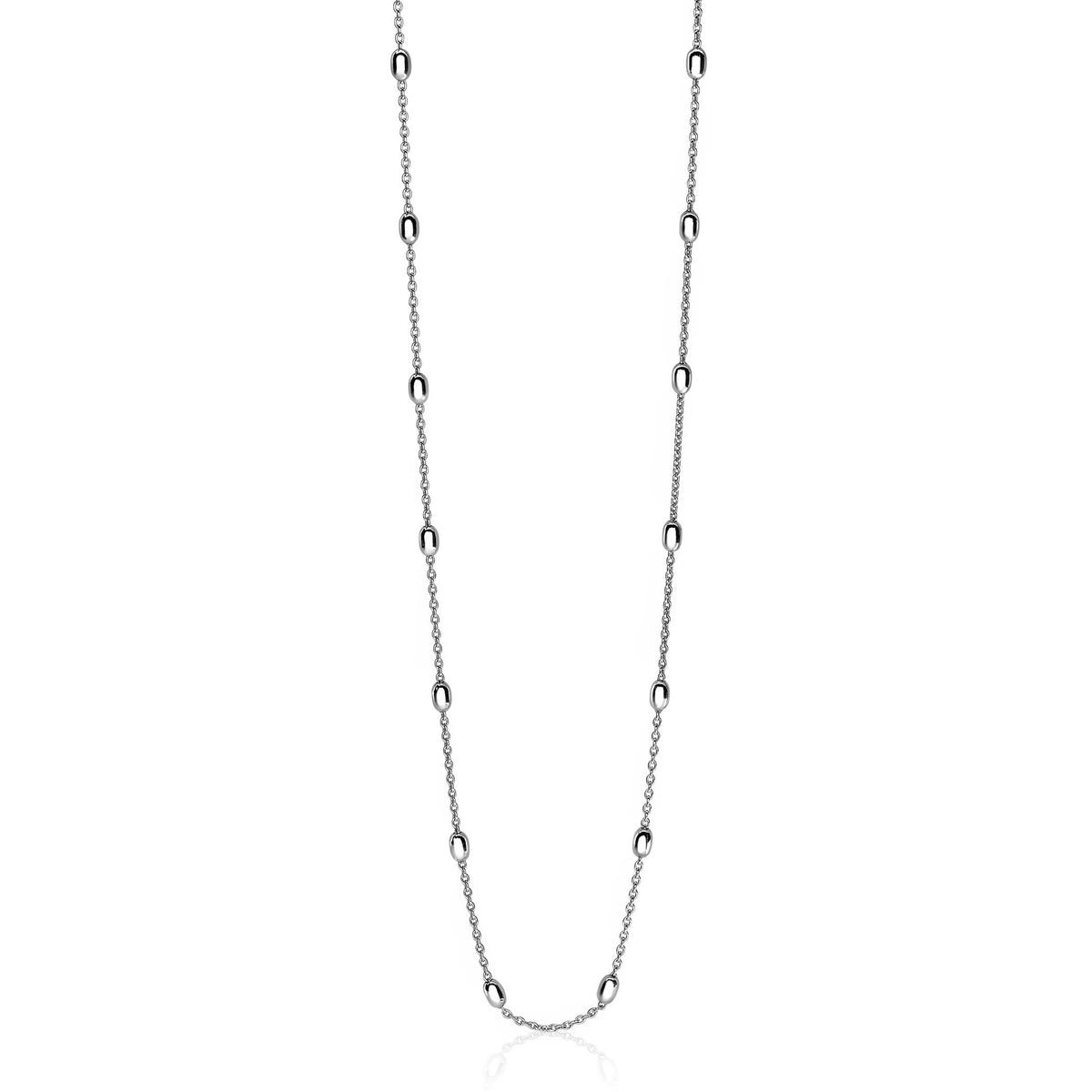collier en argent avec maillons ovales et ronds, finition brillante