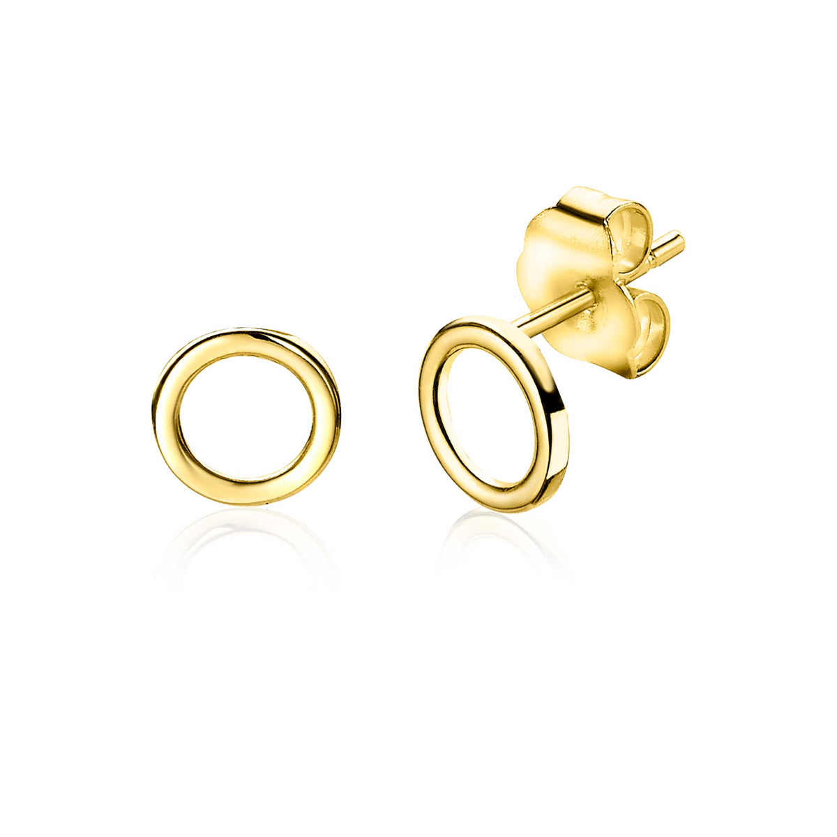 Boucles d'oreilles en or avec une forme ronde et une finition brillante.