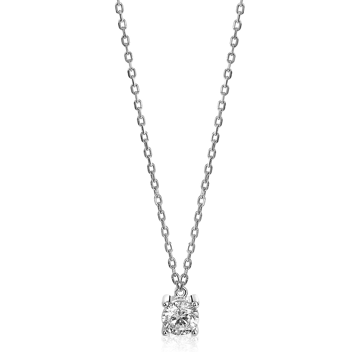 Collier en argent avec un pendentif en forme de carré et une chaîne délicate.