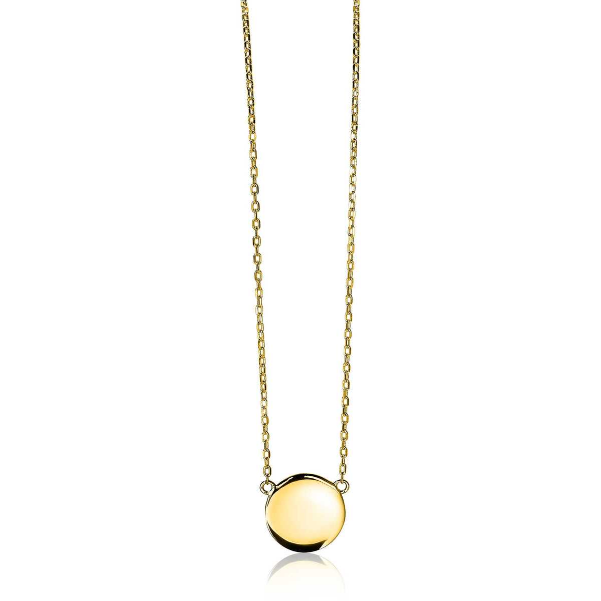 Collier doré avec un pendentif rond et poli.