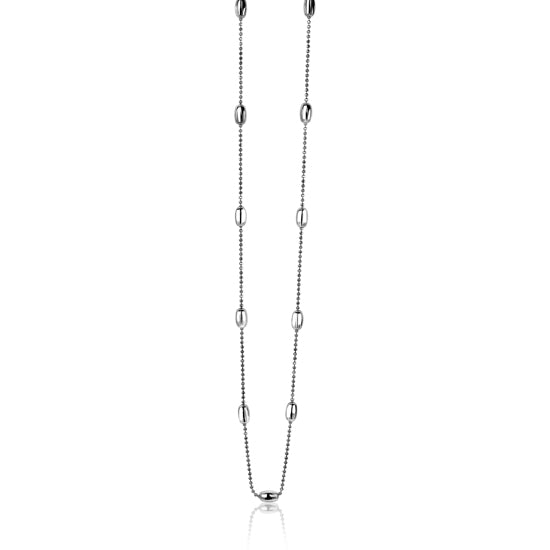 Collier en argent avec des maillons ovales et ronds alternés.