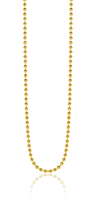 Collier en or avec des perles rondes, finition brillante et longueur classique.