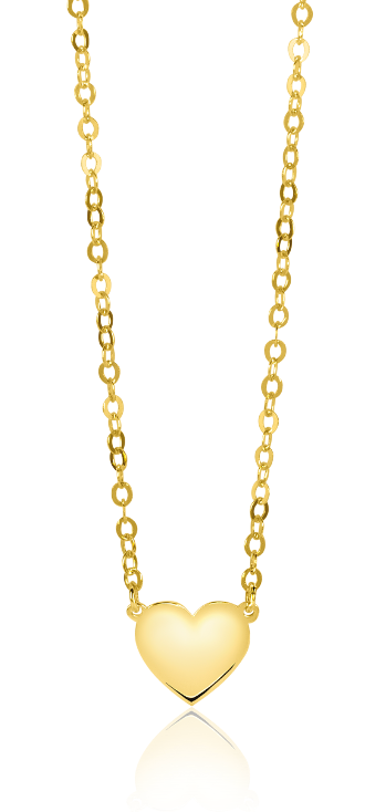 Collier en or avec un pendentif en forme de cœur.
