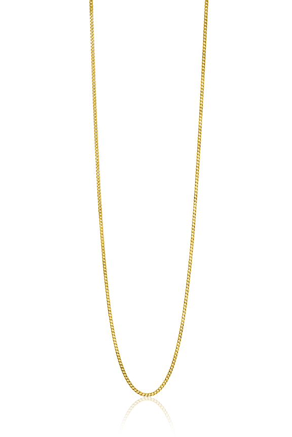 collier en or brillant, chaîne fine et lisse, longueur moyenne.