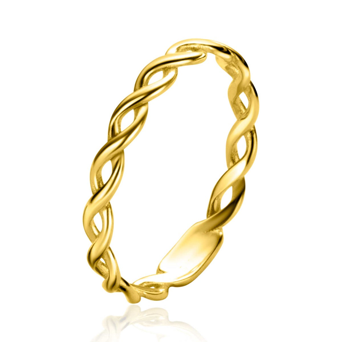 Bague en or avec un design torsadé et une finition brillante.