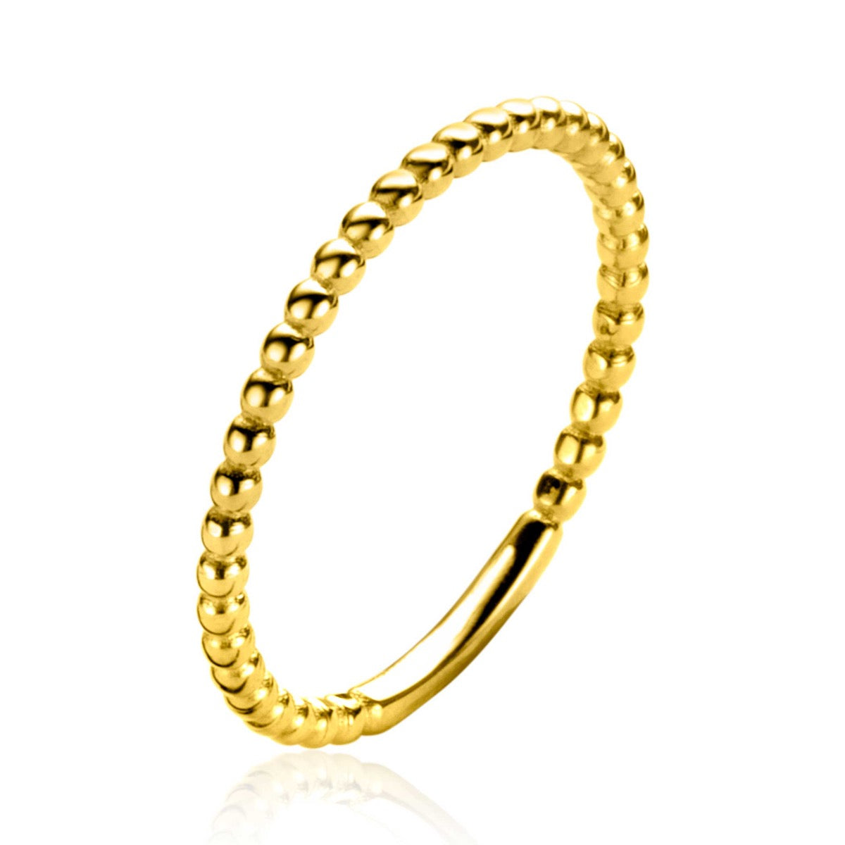Bague dorée avec un design en perles.