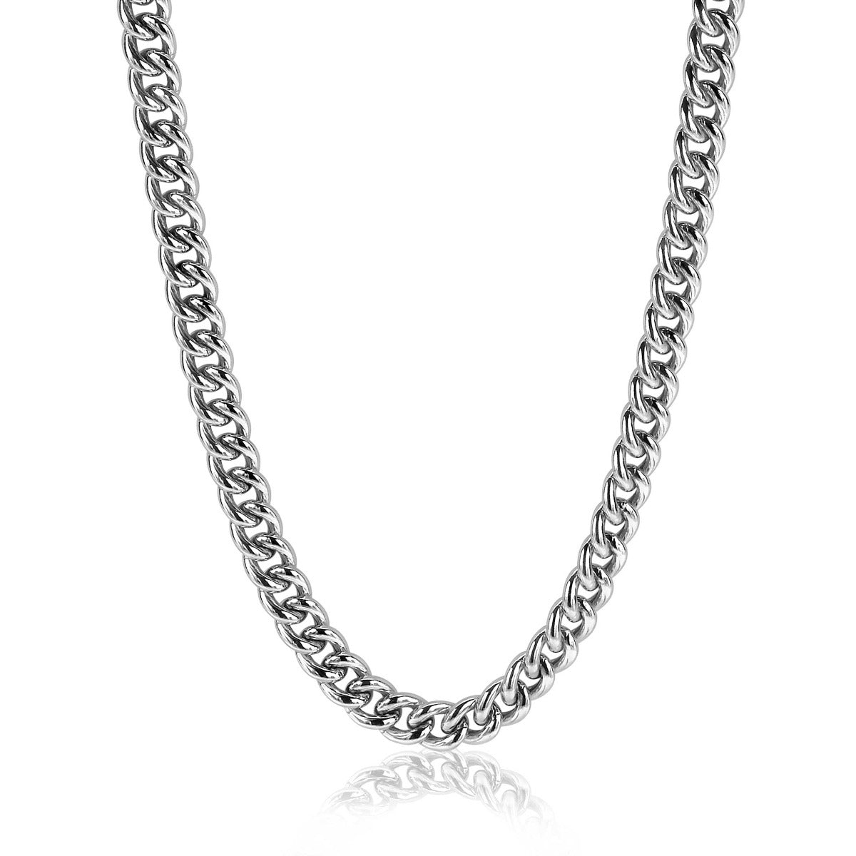 Collier en argent avec maillons en chaîne, finition brillante et design classique.