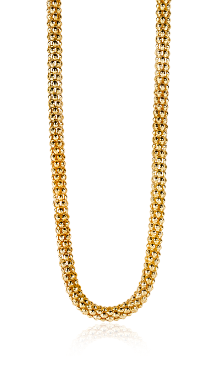 Collier doré en maillons, avec une finition brillante et une forme lisse.