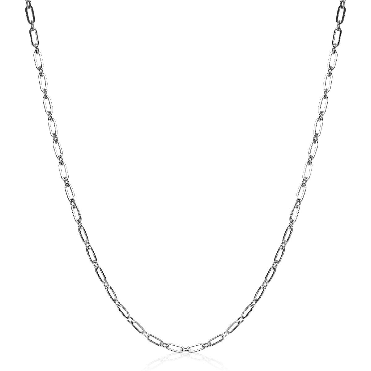 collier en argent avec maillons allongés et finition brillante