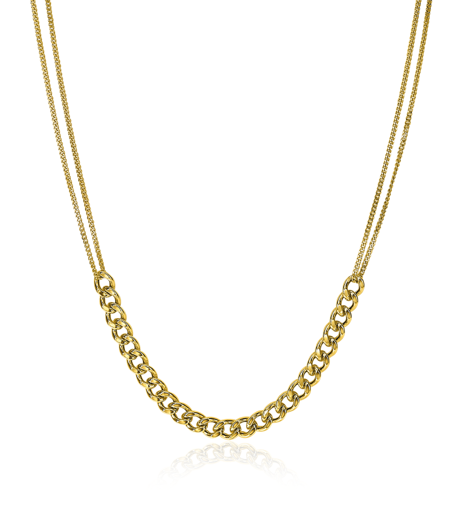 Collier doré à maillons, composé de deux chaînes superposées.