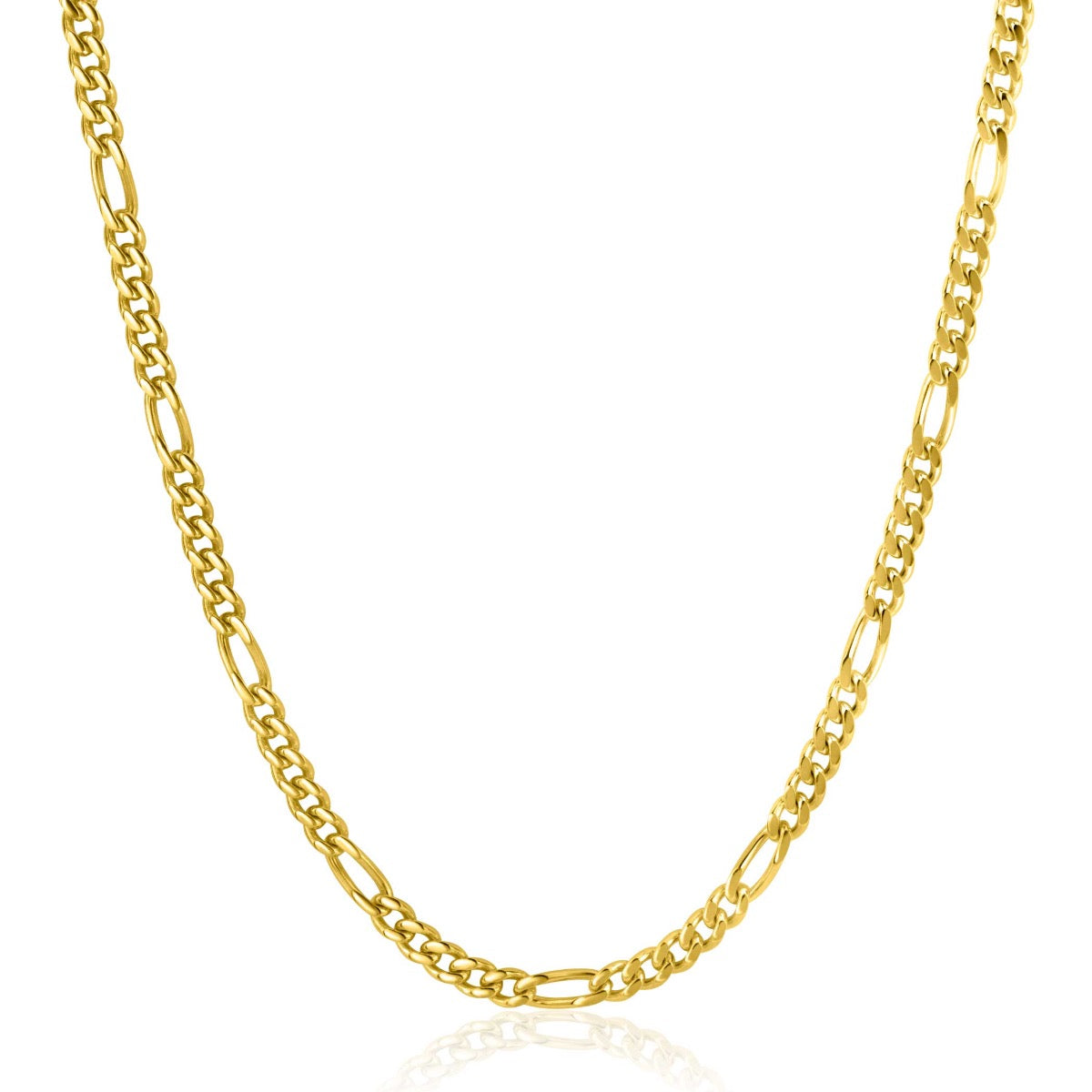 Collier en acier inoxydable doré, composé de maillons ovales et ronds.