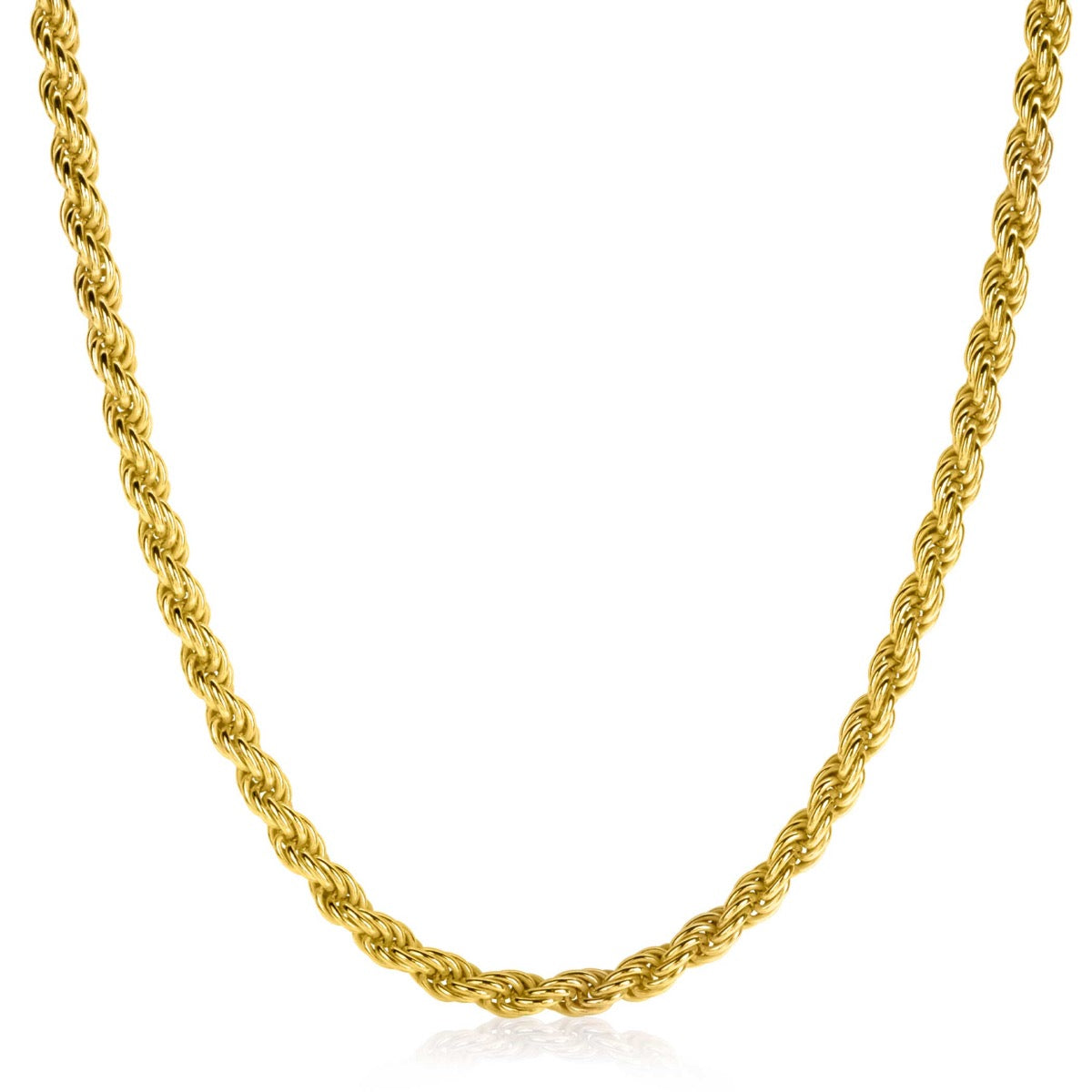 Collier doré en maillons torsadés, finition brillante.