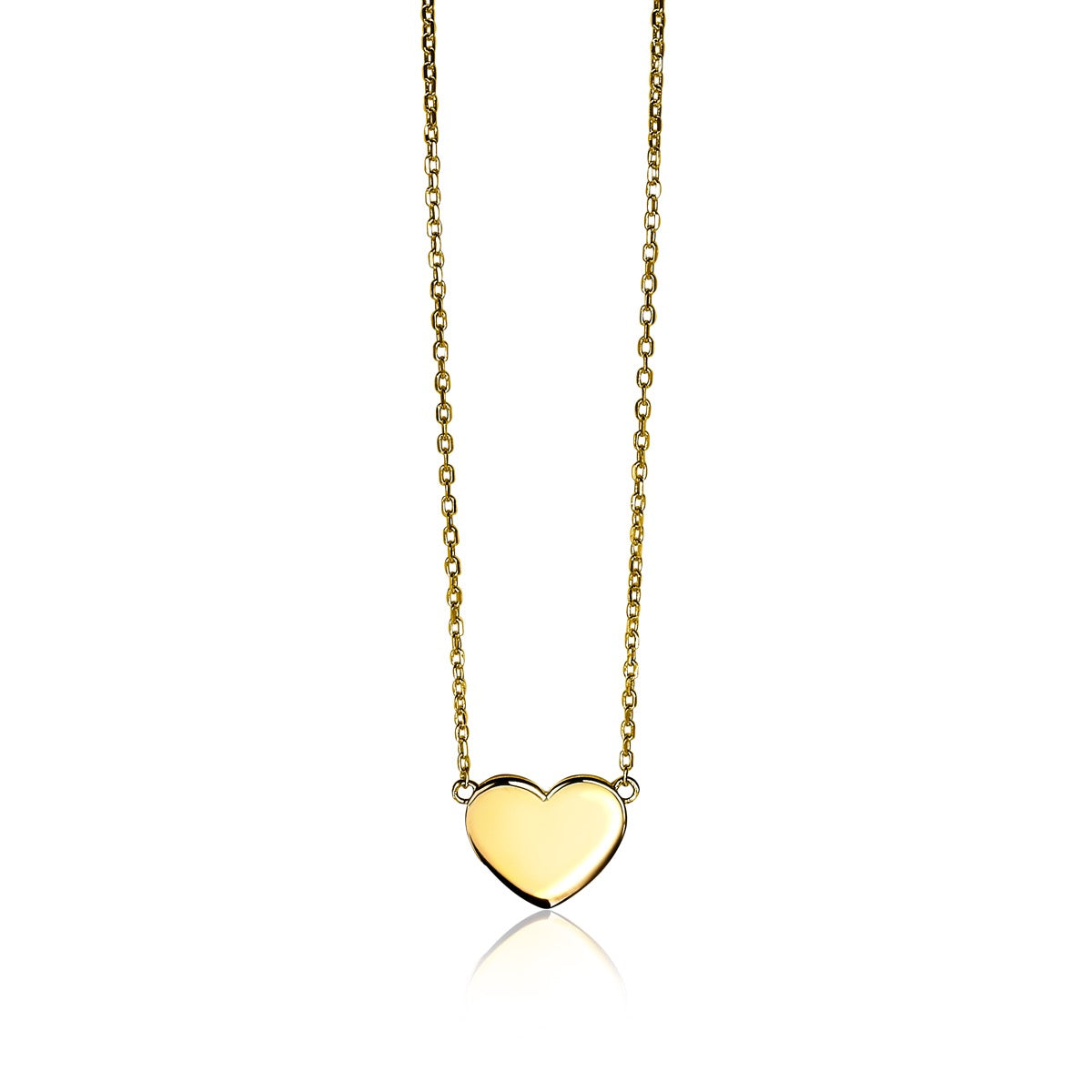 Collier doré avec un pendentif en forme de cœur.