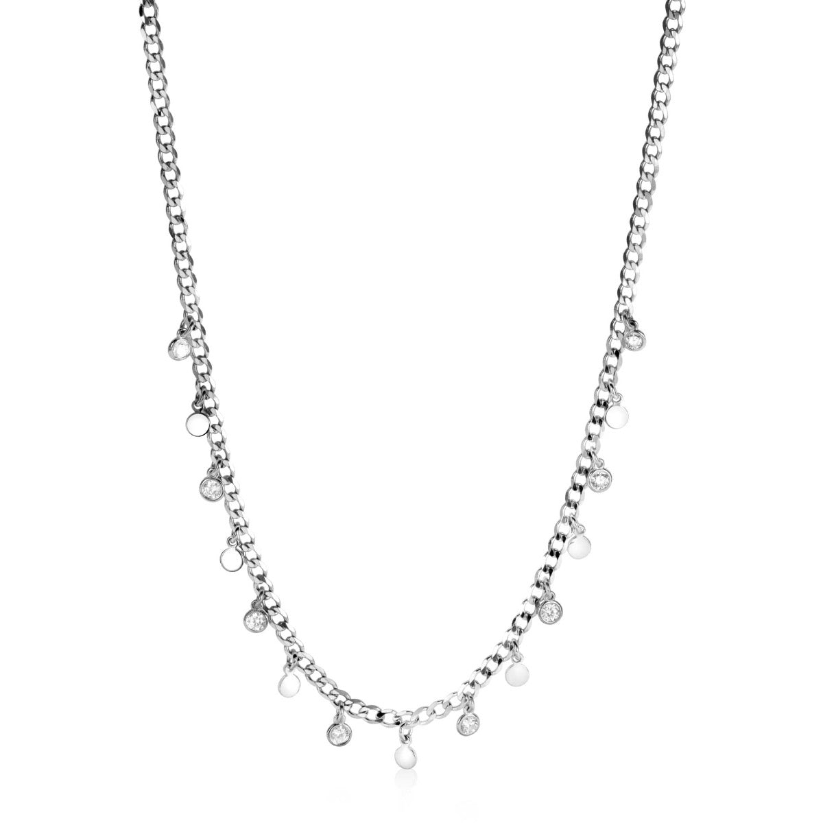 Collier en argent avec des pendentifs en forme de goutte.