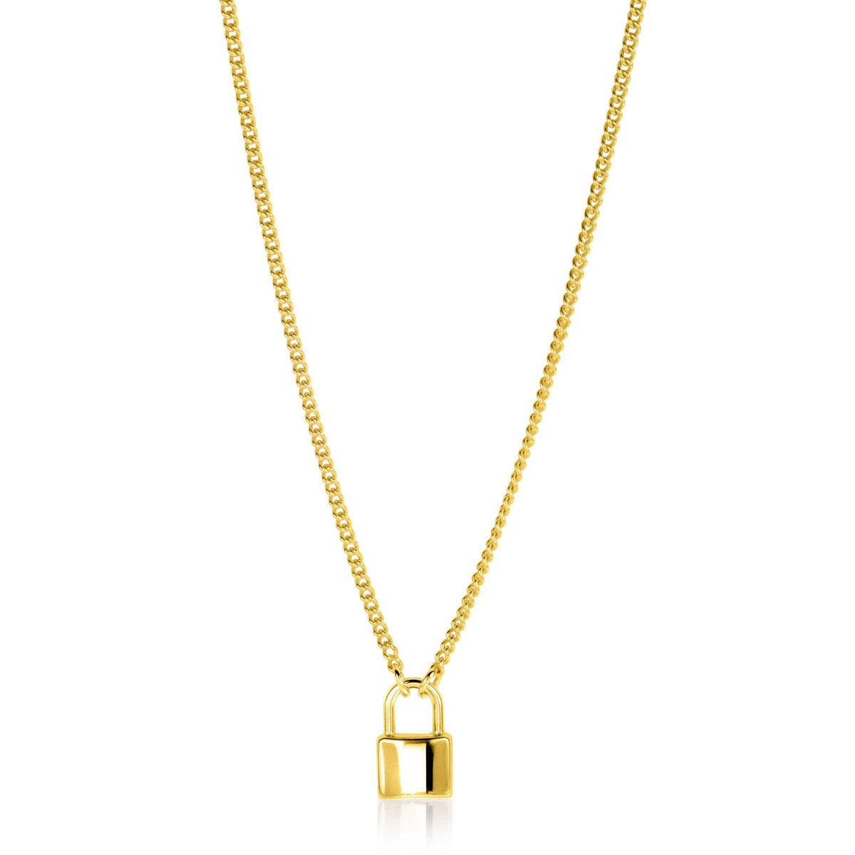 Collier doré avec un pendentif en forme de cadenas.