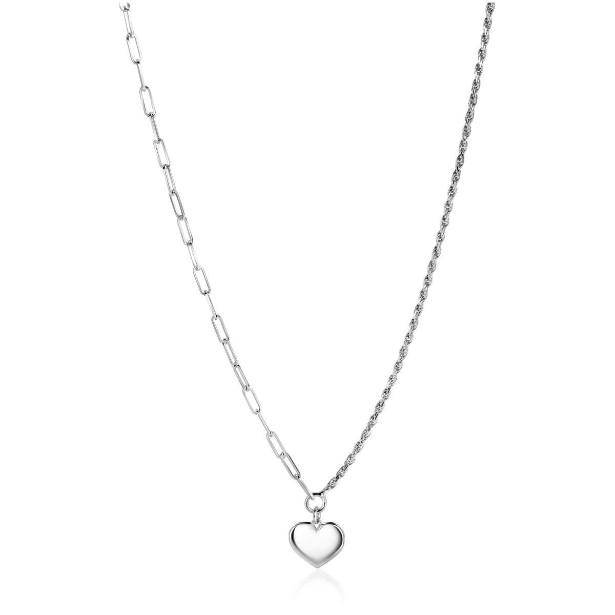 collier en argent avec un pendentif en forme de cœur