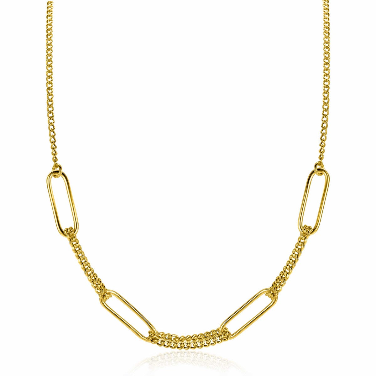 Collier doré avec maillons ovales et chaîne délicate.