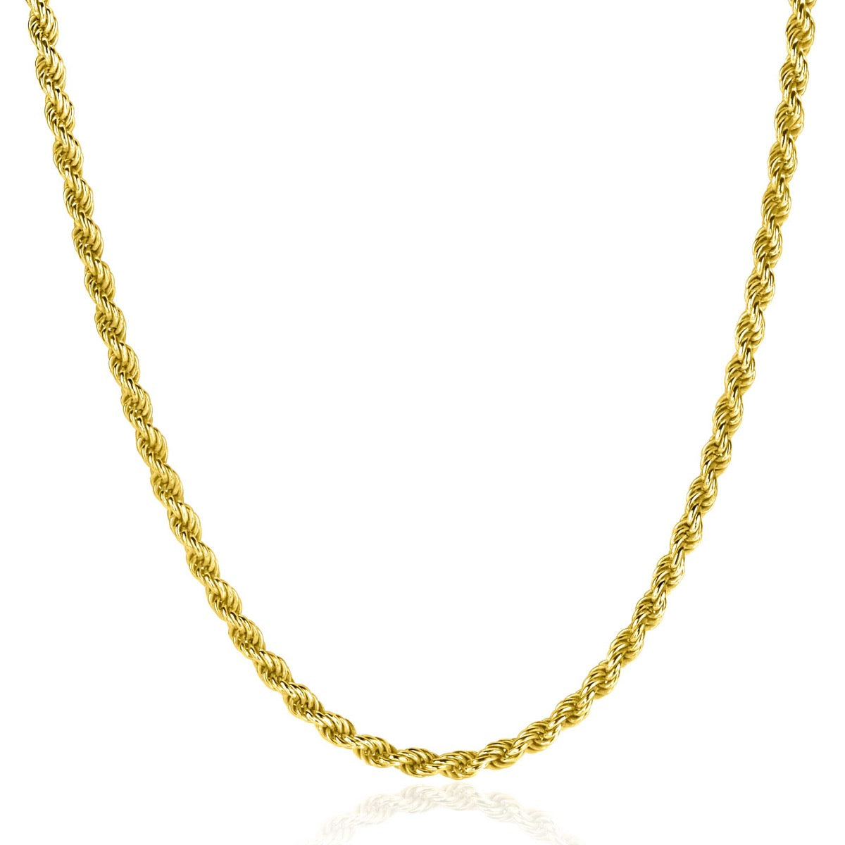 Collier doré en métal, tressé avec un motif en spirale.