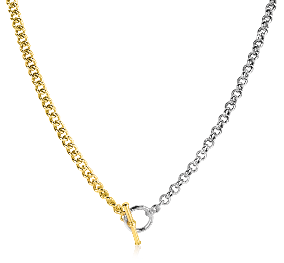 Collier en argent avec maillons en chaîne et fermoir en anneau.