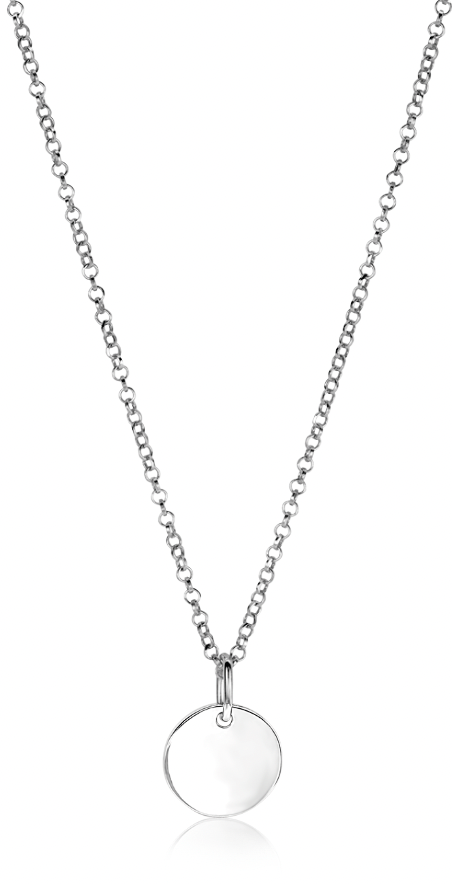 Collier en argent avec pendentif rond lisse.