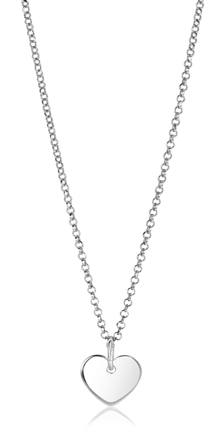 Collier en argent avec pendentif en forme de cœur poli.