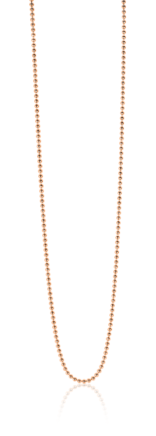 Collier doré avec des billes en métal, finition lisse et brillante.