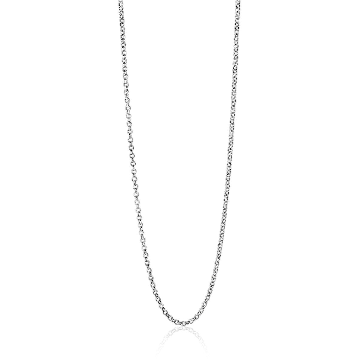 collier en argent avec maillons fins et brillant, longueur moyenne