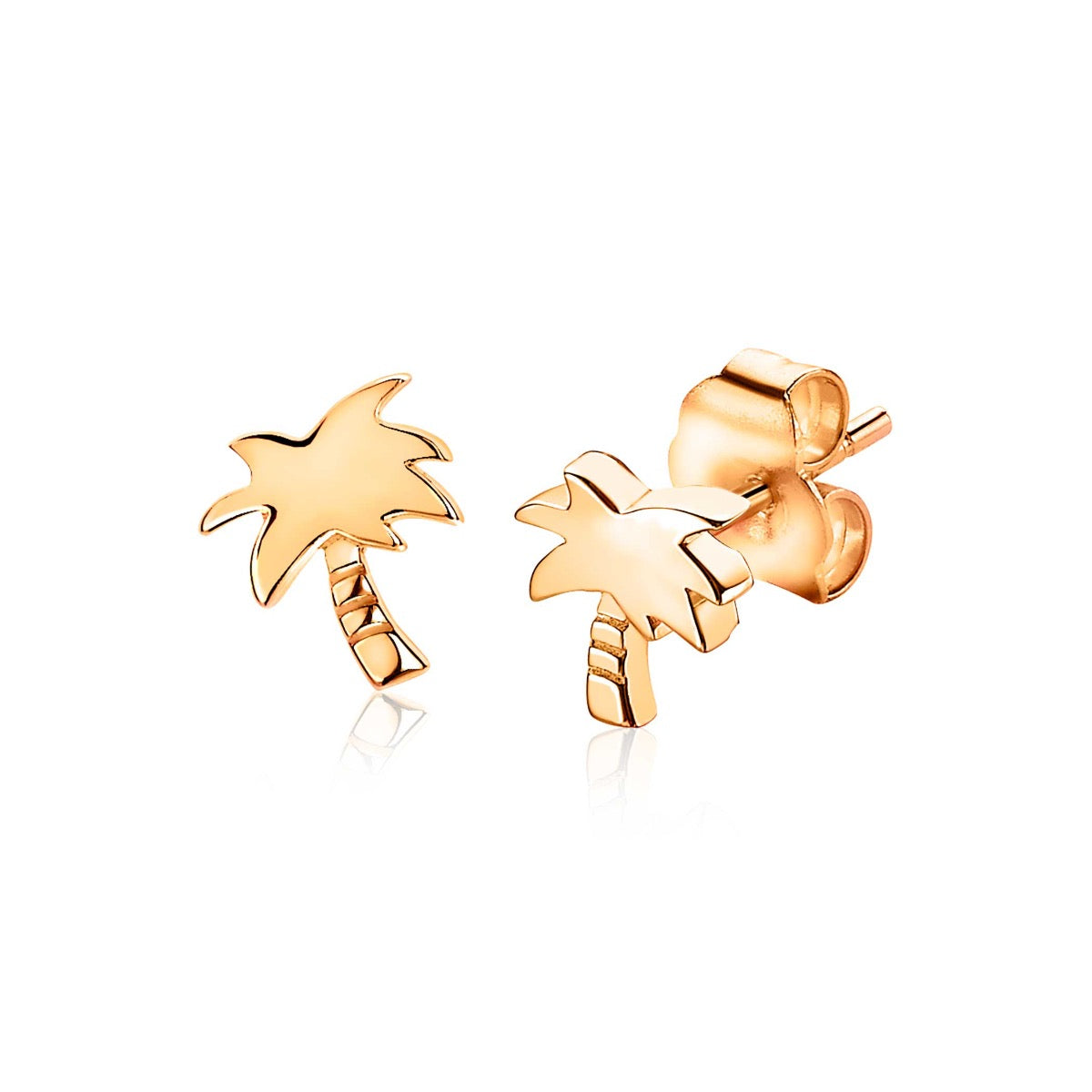Boucles d'oreilles dorées en forme de palmier.