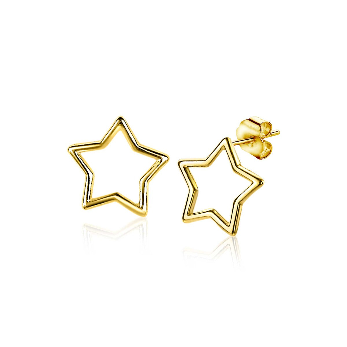 Boucles d'oreilles dorées en forme d'étoile avec un design ouvert.